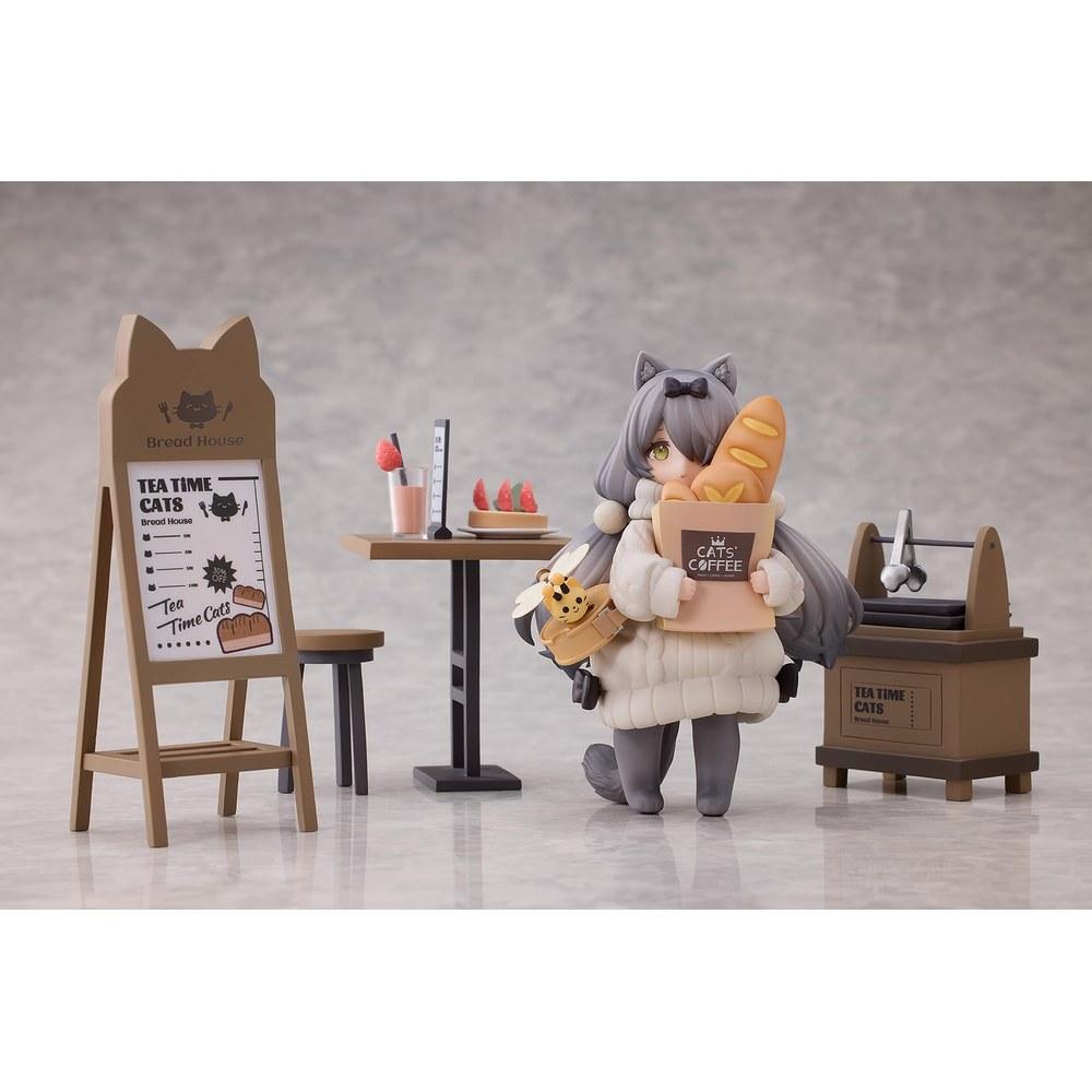 RIBOSE DLC Series Tea Time Cats Scene Nyantown Bakery Clerk and Customer Set Complete Figure Non-Scale ABS PVC Painted