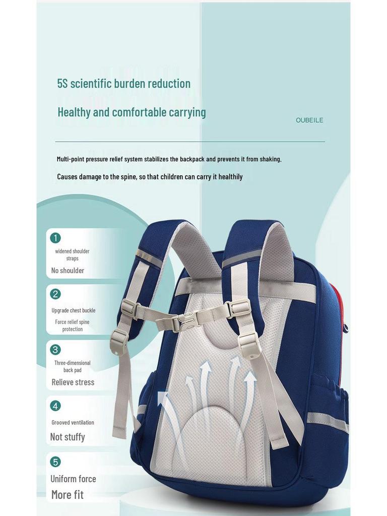New Style Lightweight Primary School Backpack for Grades 1-6, Designed for Boys and Girls Ages 6-12, with Large Capacity and Comfort