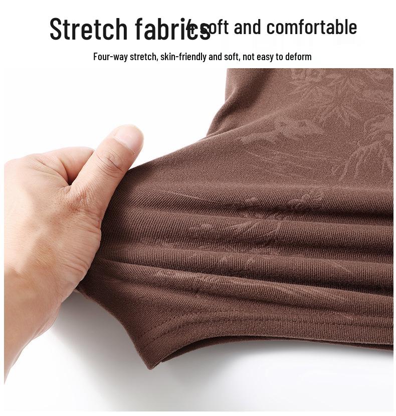 Plus-Size Men's High-End Fleece Half-Zip Stand Collar Long Sleeve Warm Winter Base Layer Shirt