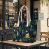 Cute Camping Pattern Tote Bag for Daily Outdoor Shopping Portable Casual Carryall Lightweight Sturdy Women Handbag