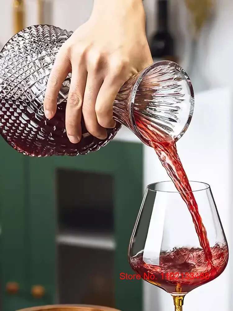 1500ml Crystal Wine Decanter Creative Rotatable Gyro Wine Set Glassware European Luxury High-capacity Bordeaux Aerator Wine Gift