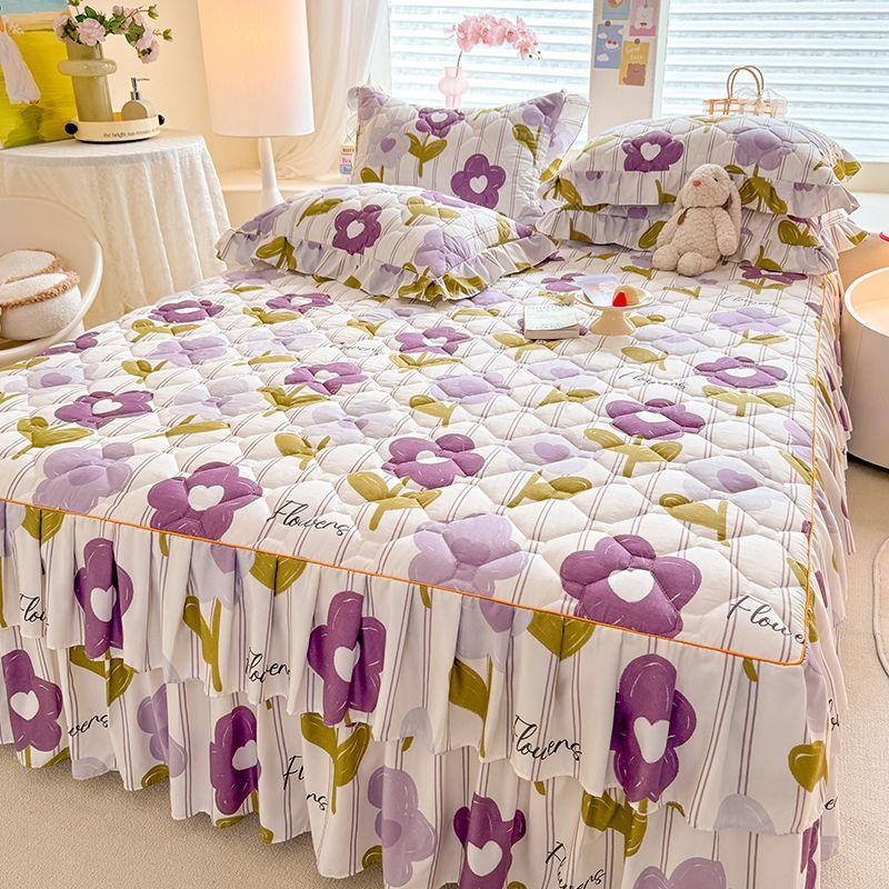 

Стеганая накидка на кровать Осенне-зимнее утолщение Хлопок Нескользящий Набор из трех предметов Чистый хлопок Полностью хлопковые простыни Пододеяльник Набор из четырех предметов 120x 200cm single-piece bed skirt Fragrant