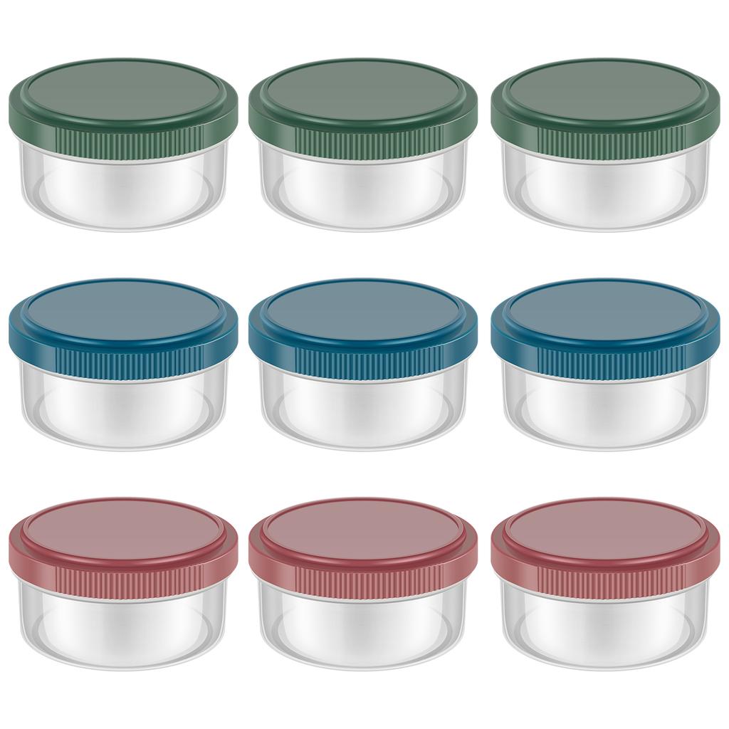 9Pcs Salad Dressing Container with Leakproof Lids 50/75ml Reusable Sauce Container For Lunch Box and Picnic Dips Salad Spices