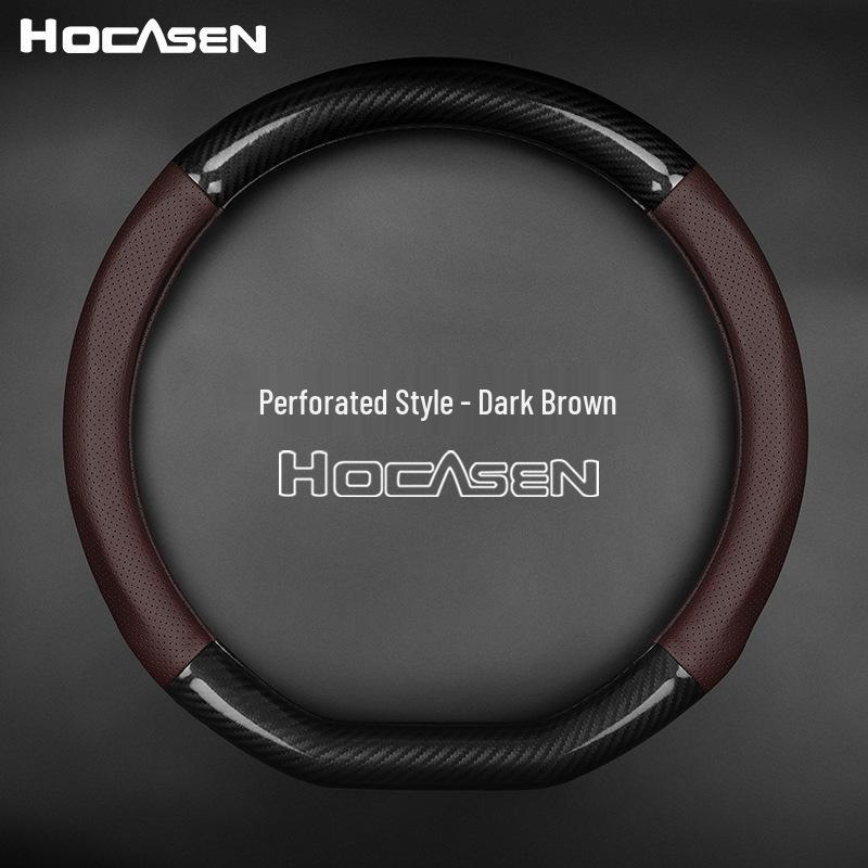 Lynk & Co Genuine Leather D-Shaped Steering Wheel Cover for New Energy Cars - Non-Slip, Suede Finish.