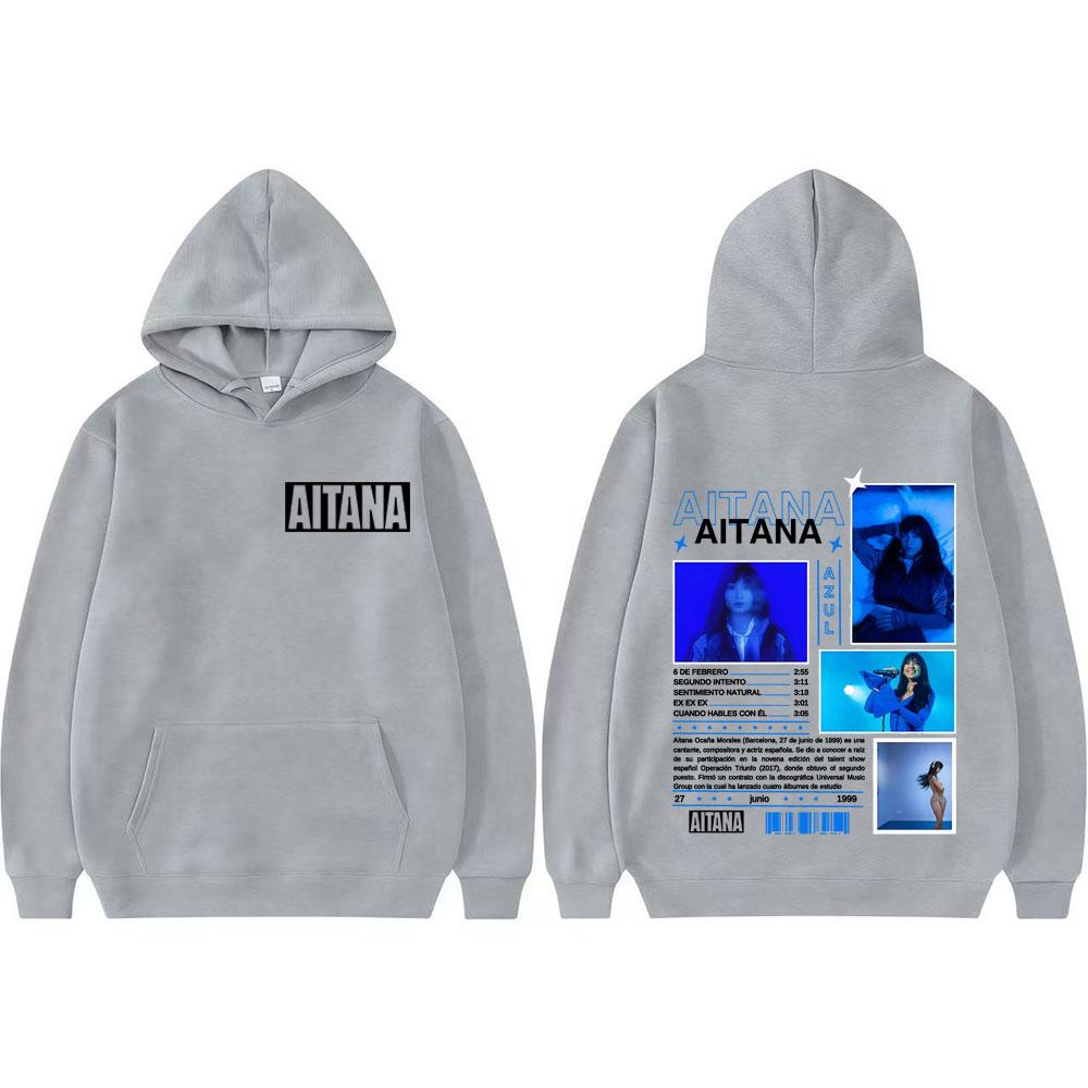 

Singer Aitana Azul Album Tour Graphics Hoodies Men Women Hot Sale Vintage Classic Long Sleeve Oversized Loose Hooded Sweatshirts 3XL