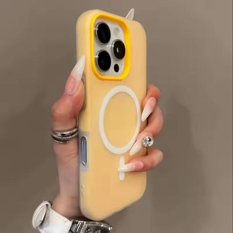 Luxury Candy Color 2 IN 1 Magsafe Case for iPhone 17 16 15 14 Plus 13 12 Pro Max 11 Magnetic Wireless Charge Matte Soft Cover
