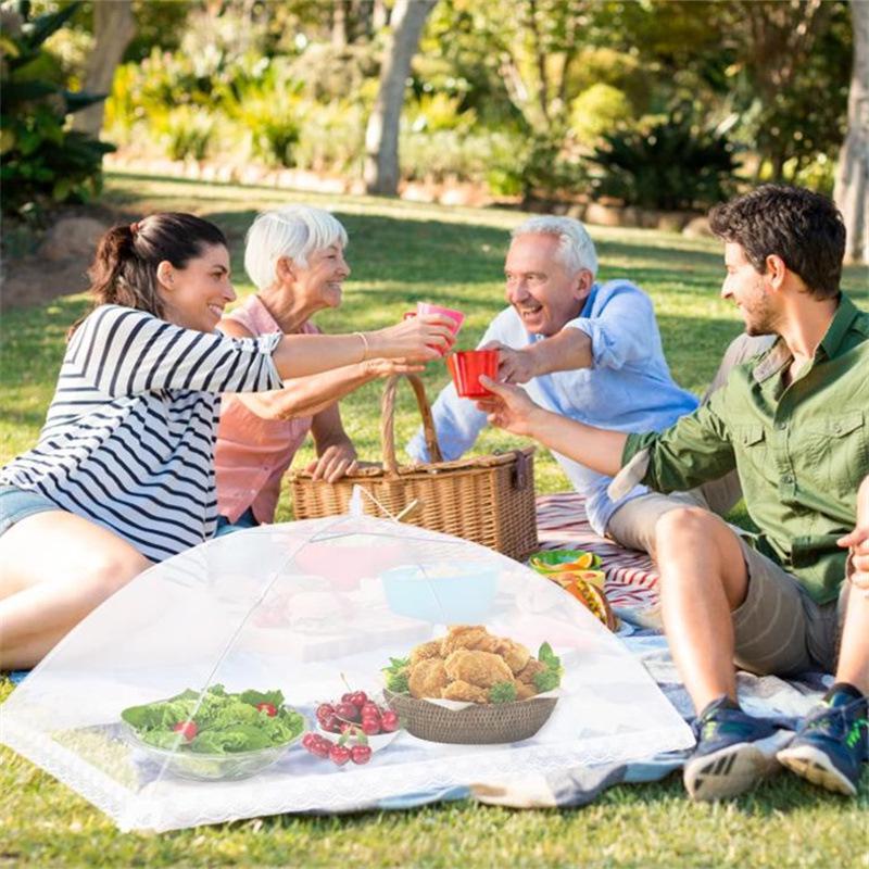Rectangular White Insect-Proof Dustproof Folding Mesh Table Cover