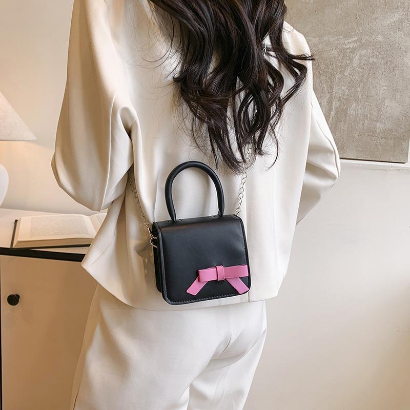 Handbag women's new creative bow contrasting color mini square bag sweet girl messenger bag shoulder bag