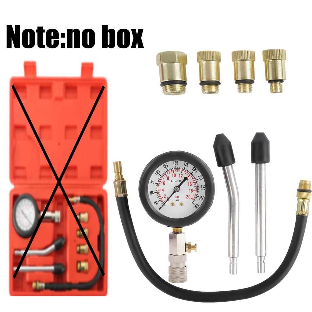 8pcs Petrol Engine Cylinder Compression Tester Kit Automotive Tool 0-300PSI Engine Cylinder Pressure Gauge for Petrol Gas Engine