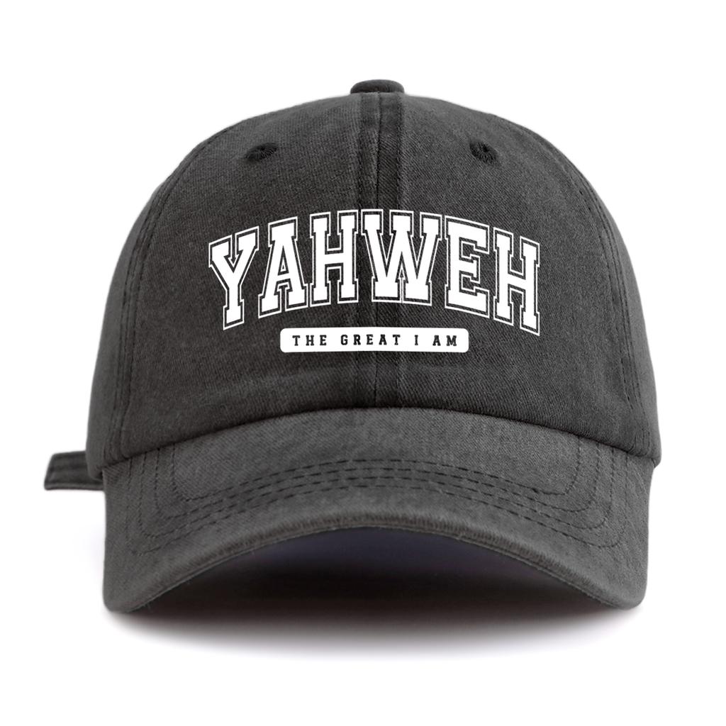 1pc YH Print Washed Baseball Cap for Adults,  Minimalist Retro Style Casual Soft Adjustable Dad Hat, Perfect As Gift