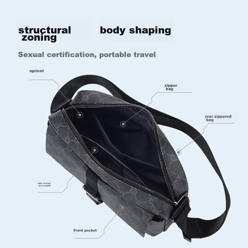 GOLF Shoulder Bag, Crossbody Bag, Wear-Resistant, Business and Commuter Square Bag, Black, 260*180*80mm