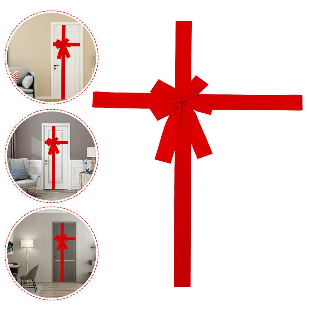 1pc Door Hanging Bow Christmas Ribbon Christmas Decoration Bow Year Party DIY Supplies 2024 New Ribbon Decoration Red Door V3K1