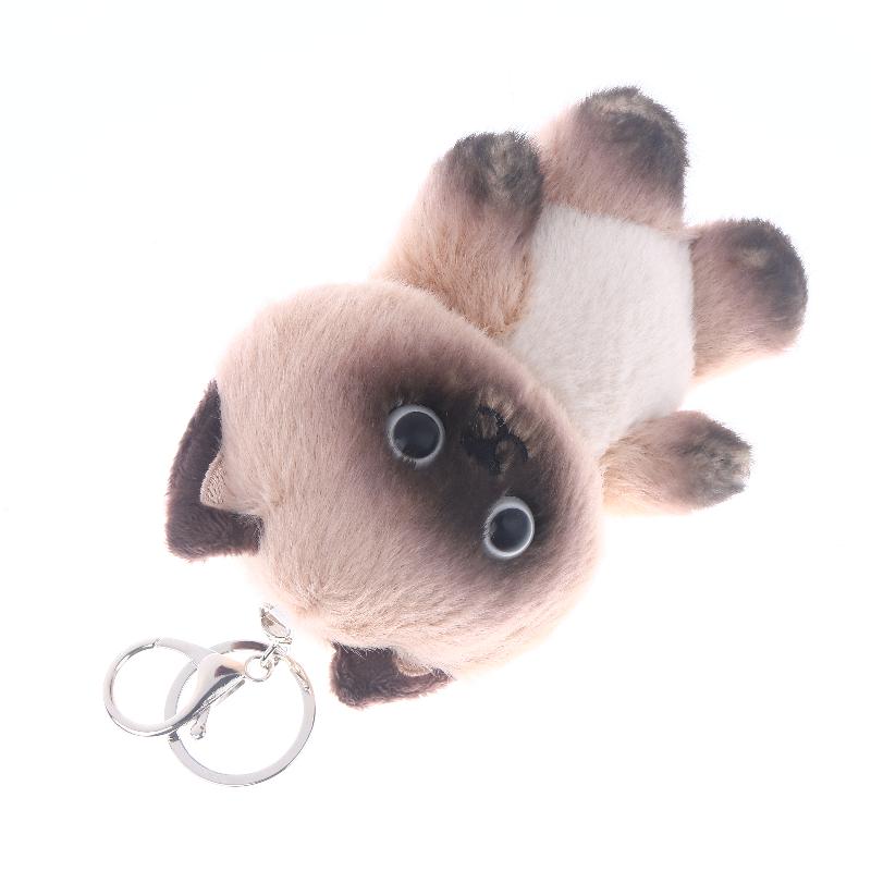 1 st Kattunge Docka Hänge Livslik Söt Siamesisk Katt Plyschleksak Nyckelring Brun och Vit Ansikte Katt Tecknad Film Heminredning Festpresent