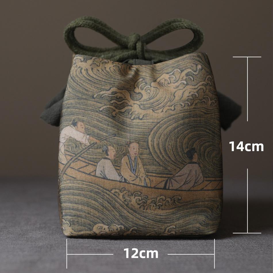Vintage Portable Storage Bags Teaware Drawstring Bag Multifunctional Outdoor Travel Tea Set Teapot Teacup Cloth Storage Bags New