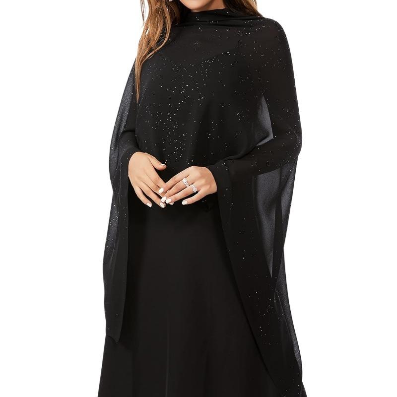 Abendkleid Schal Transparent Chiffon Damen Elegant Weich Seidig Glänzend Schal Hochzeit Brautschal Hochzeitsfeier