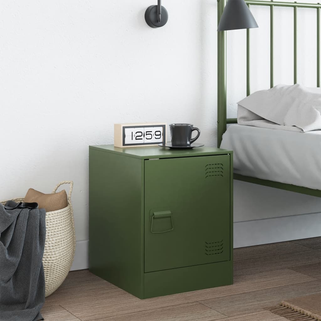 Nightstand Olive Green 34.5 x 39 x 44 cm Steel