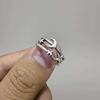 Gothic Exquisite Carving Ancient Silver Stainless Steel Snake Crown Cat Adjustable Opening Rings for Women Men Halloween Jewelry