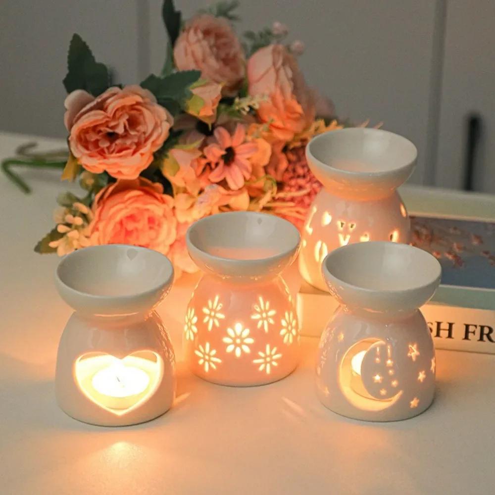 Creative Ceramic Candle Holders Hollow Essential Oil Burners Incense Lamps Candle Lamps Handicrafts
