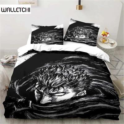 Móda 3D Tištěné Anime Berserk Král Dvojče Dvojité Dětské Ložní Prádlo Sada Mikrovlákno nebo Polyester Sada Povlaku na Peřinu Domácí Textil