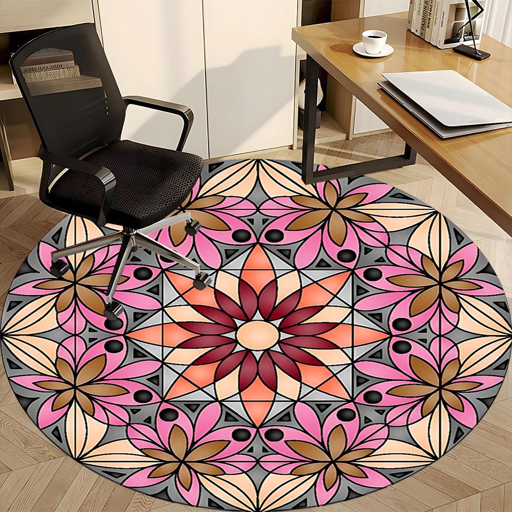 1PC Floral Mandala Pattern Chair Carpet for Office Non-Slip, Lightweight, Machine Washable Rug for Office, Sleeping, Room - Holiday Decoryy251009094