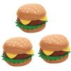 3x Dog Hamburger Chews Squeaky Squeaker Rubber Puppy Chewing