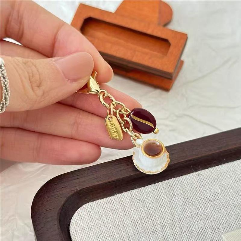 Ladies' bag pendant keychain brown earbud cover with zipper creative and cute coin wallet pendant
