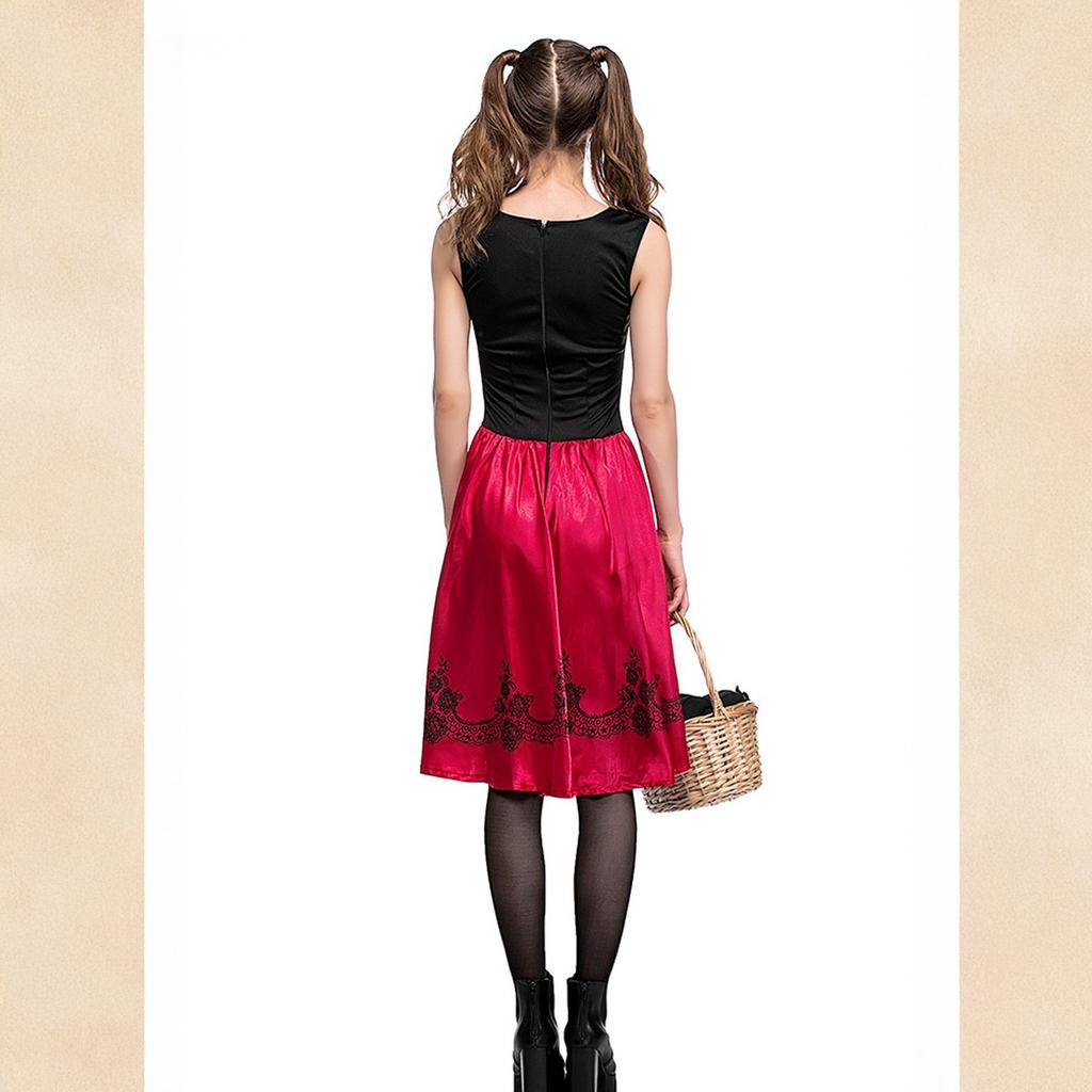 Women's Vintage Dress Solid Color Patchwork Cosplay Sleeveless Dresses