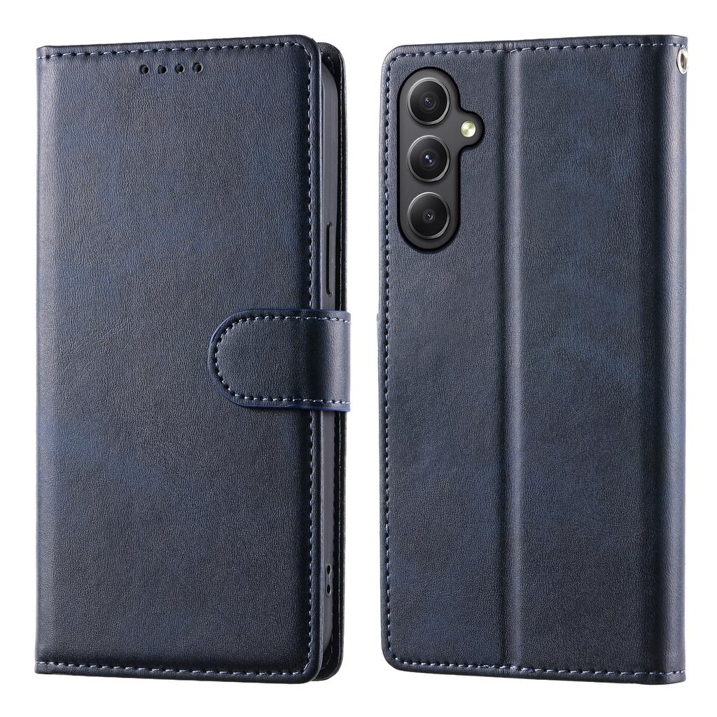 For Samsung Galaxy A35 5G Case Stand Wallet Calf Texture PU Leather Flip Phone Cover with Wrist Strap