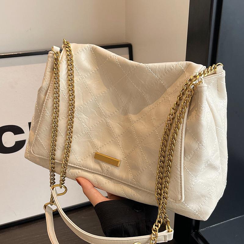 Rhombus Chain Bag Women's Large-capacity New Autumn and Winter Versatile High-end Women's Shoulder Messenger Bag