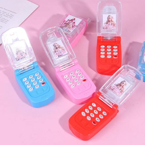 Kids Simulated Mobile Phone Toy with Light Music Battery Powered Toddlers Boys Girls Princess Flip Phone Educational Toy