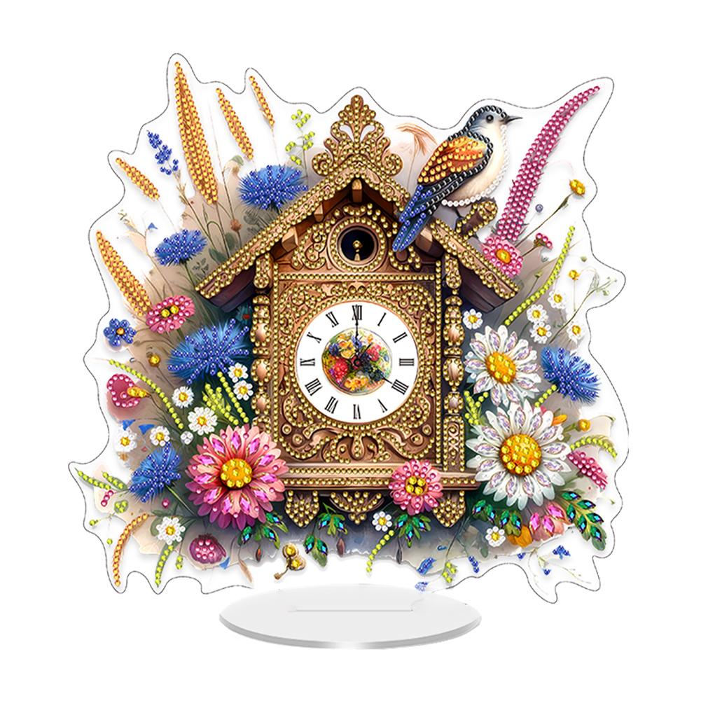 Acrylic Special Shape Tree Kitten 5D Diamond Painting Clock Art Craft DIY Crystal Diamond Clock Diamond Art Clock Ornaments Kit