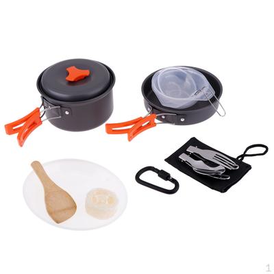 Aluminum Camping Mess Kit Cookware Cutlery Foldable Bowl Dish