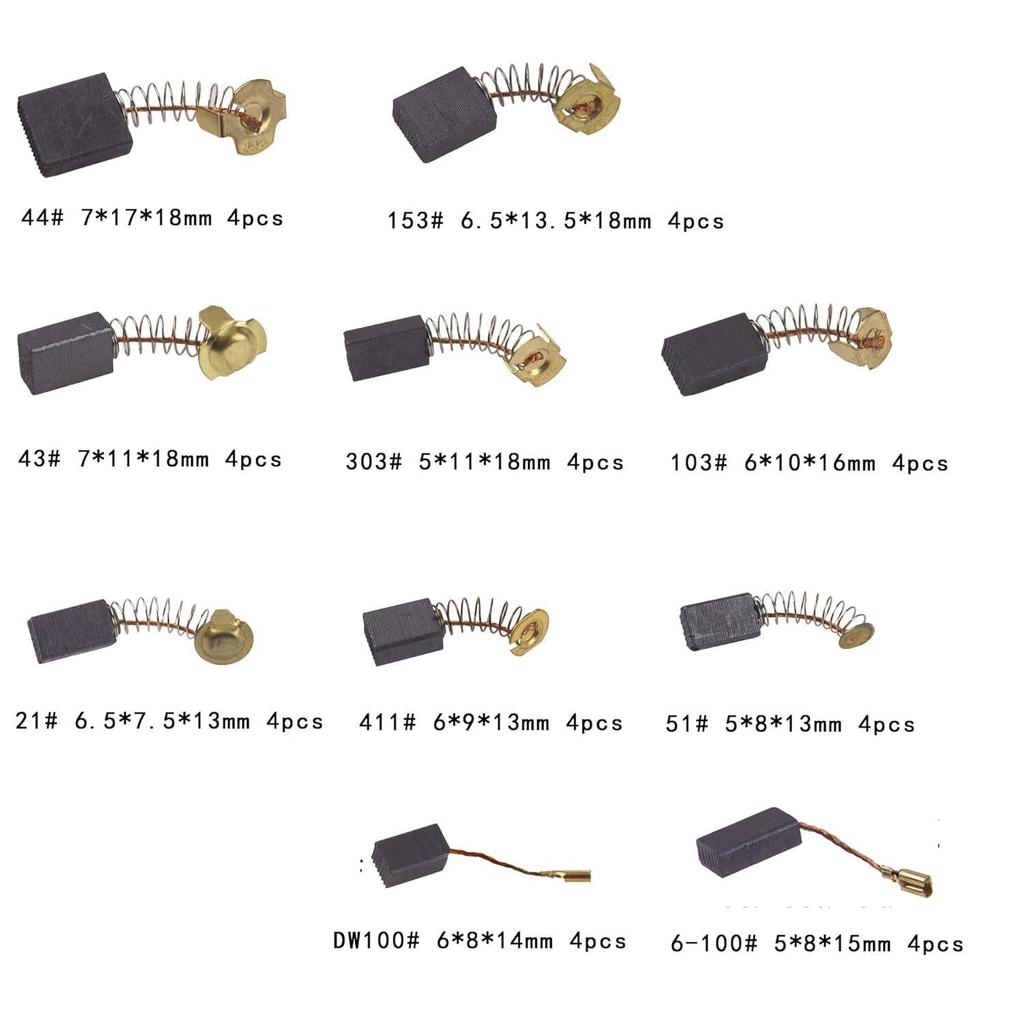60-częściowy zestaw szczotek węglowych do silnika elektrycznego: 10 rozmiarów do naprawy elektronarzędzi