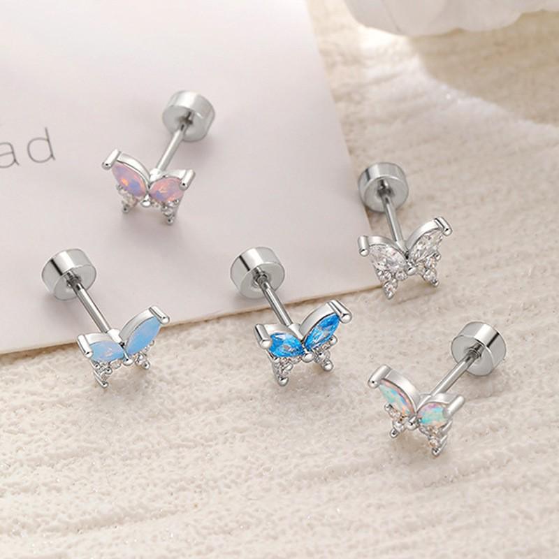 2026 Trendy Butterfly Cubic Zirconia Titanium Tragus Earring for Women
