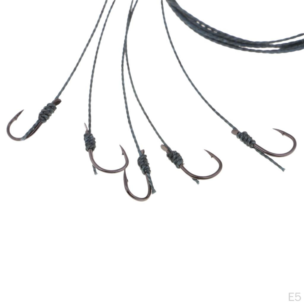 PE Fishing Wire and 5pcs String Rigs Baits Hook