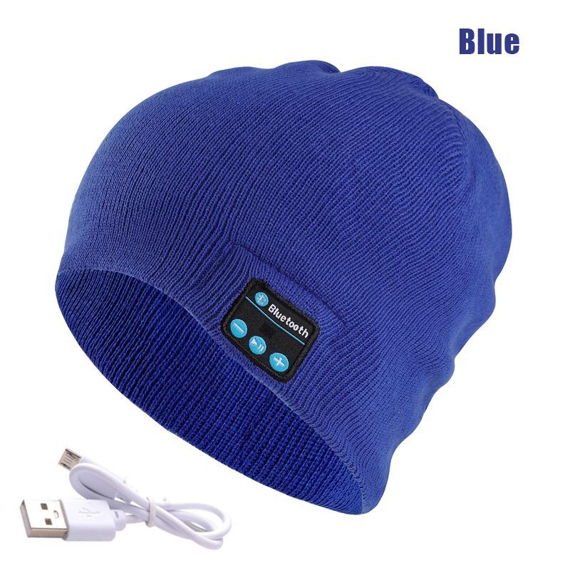 

Bluetooth шапка-бини наушники музыкальная шапка M5 зимняя беспроводная кепка для наушников USB перезаряжаемая гарнитура с микрофоном спорт для iPhone Xiaomi Samsung телефон M синий