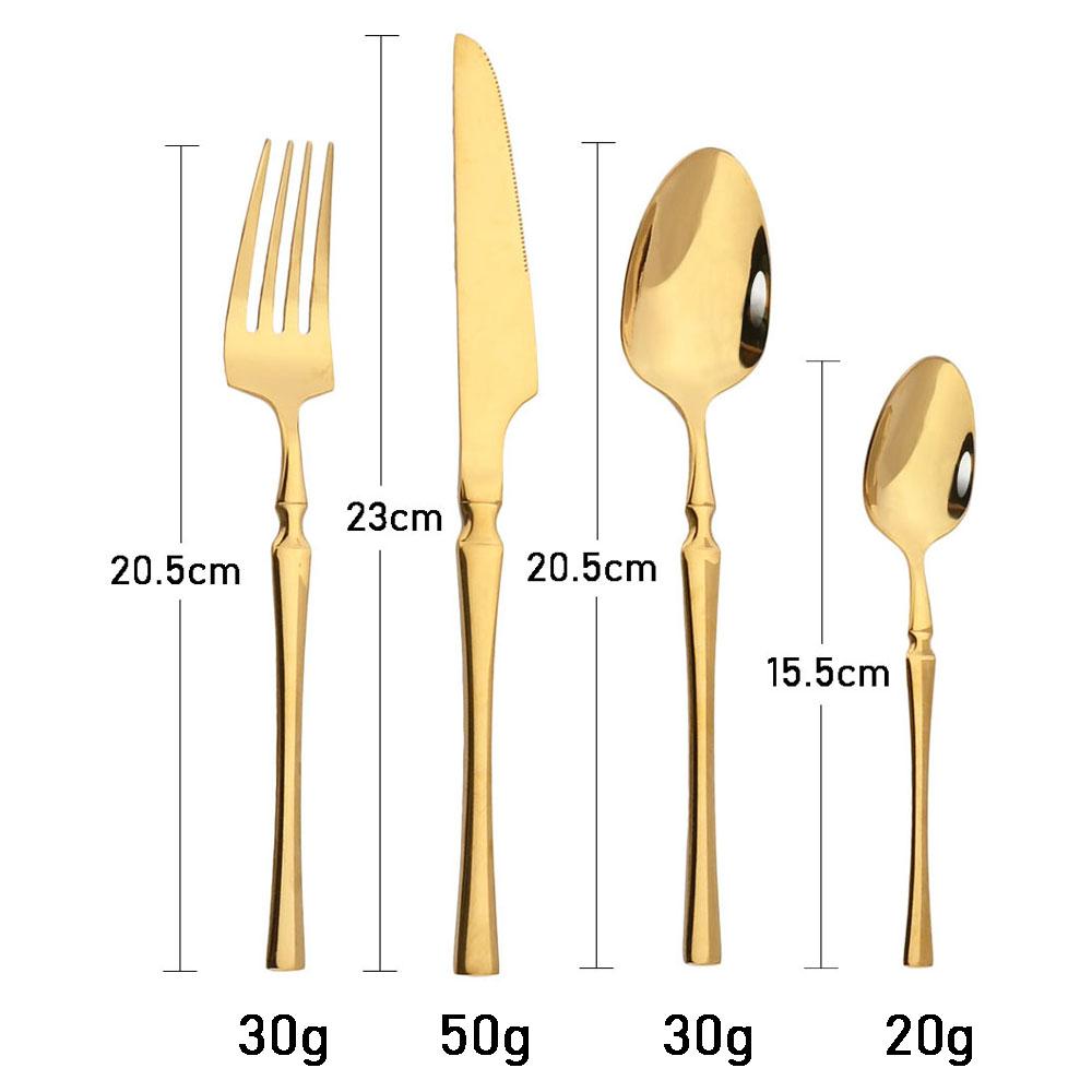JANKNG 24Pcs White Gold Tableware Set Stainless Steel Dinnerware Spoon Fork Knife Cutlery Kitchen Food Flatware Silverware Set