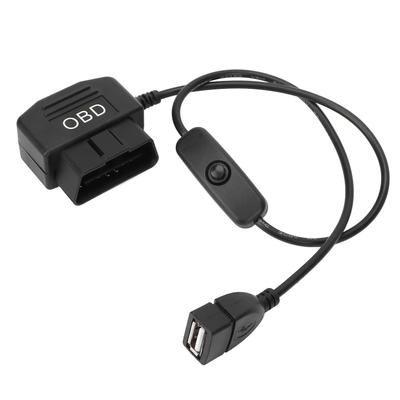 16 Pin OBD2 Male Plug USB Power Charging Cable OBD Adapter Cable 18.9in Universal Connector Charger