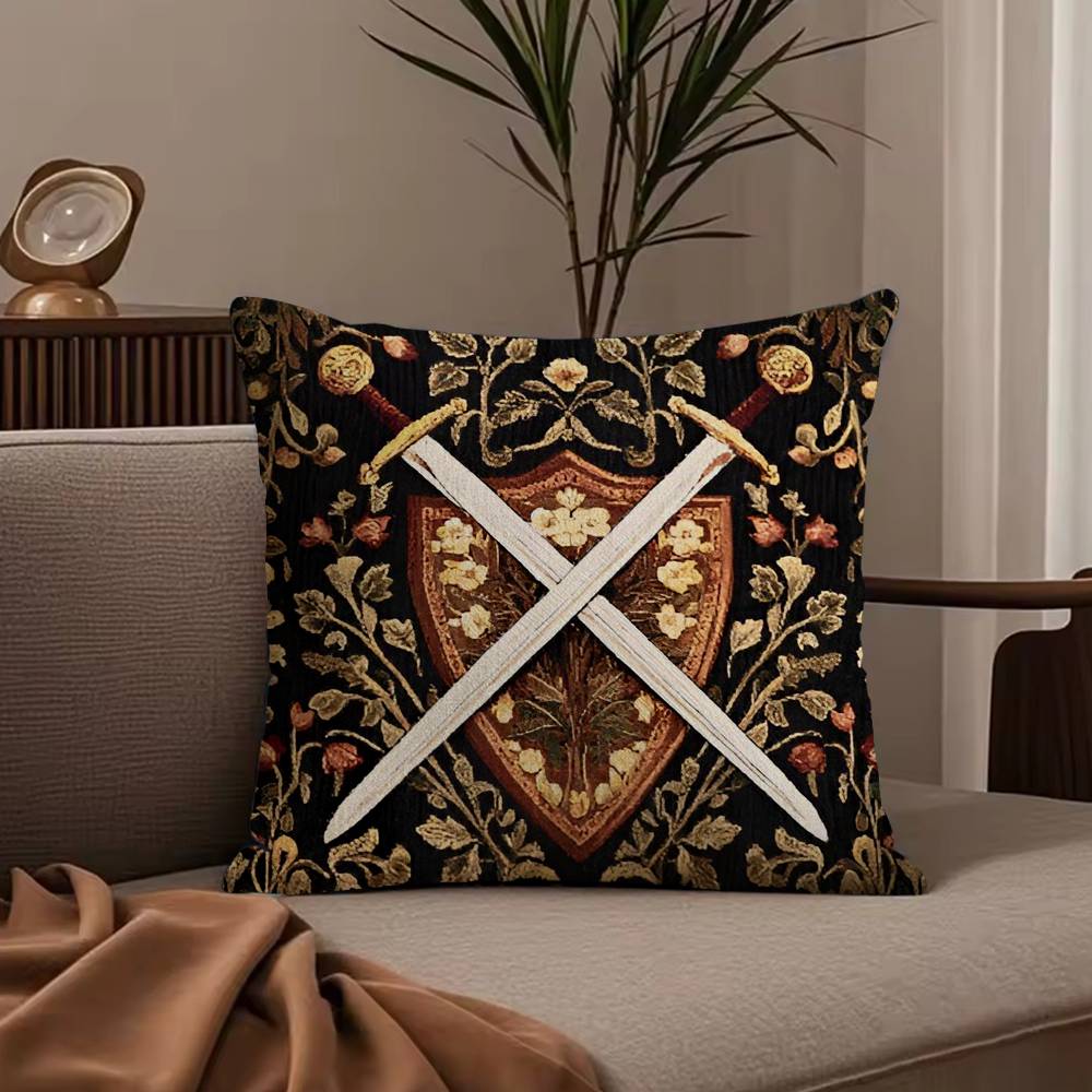 Vintage Medieval Unicorn Art Pillow Case Anti-dustmite Pillowcase Invisible Zipper Silky Short Plush Sofa Cushion Cover