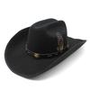 Ull svart og hvit 9,5 cm langs hemming topphattfjær Western cowboyhatt ridehatt herre og kvinner fritid