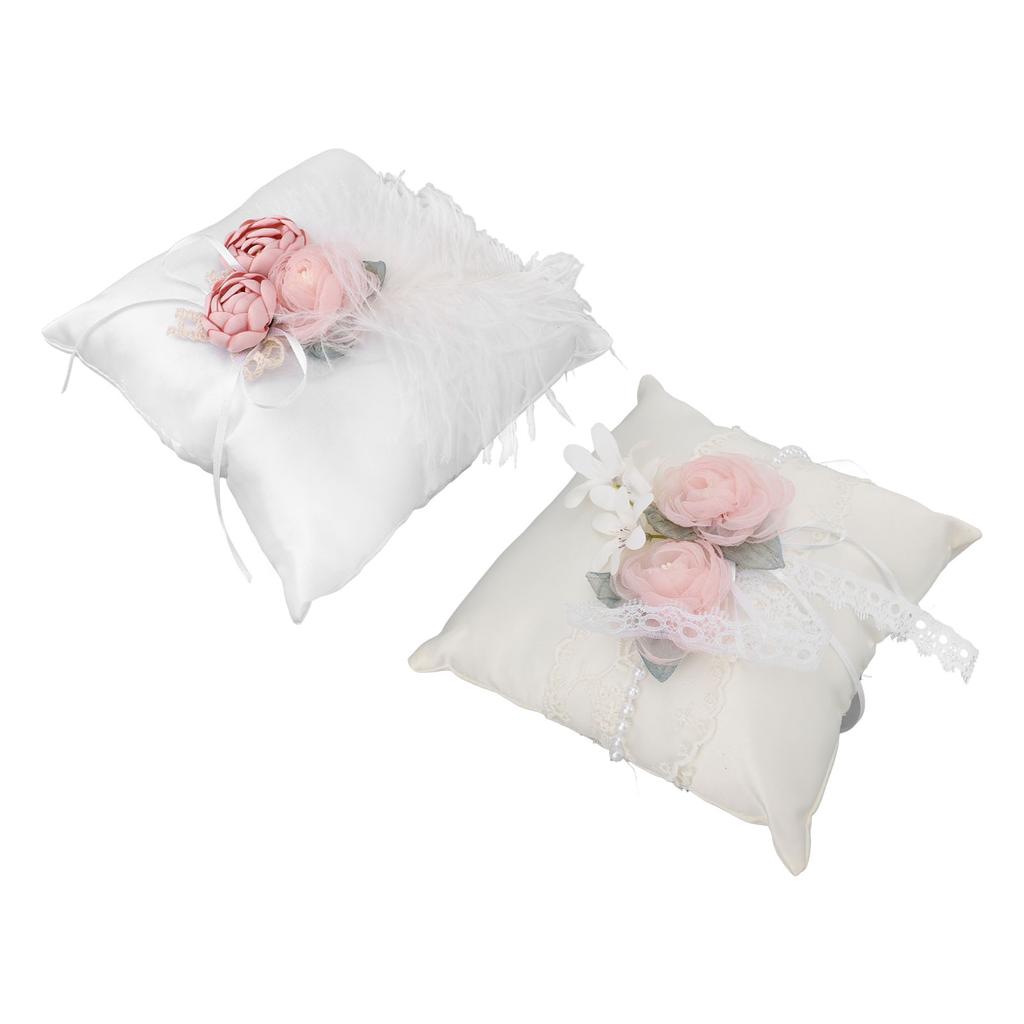 Mini Wedding Pillow Flower Decorative Wedding Engagement Display Bearer Pillow for Ceremony Proposal