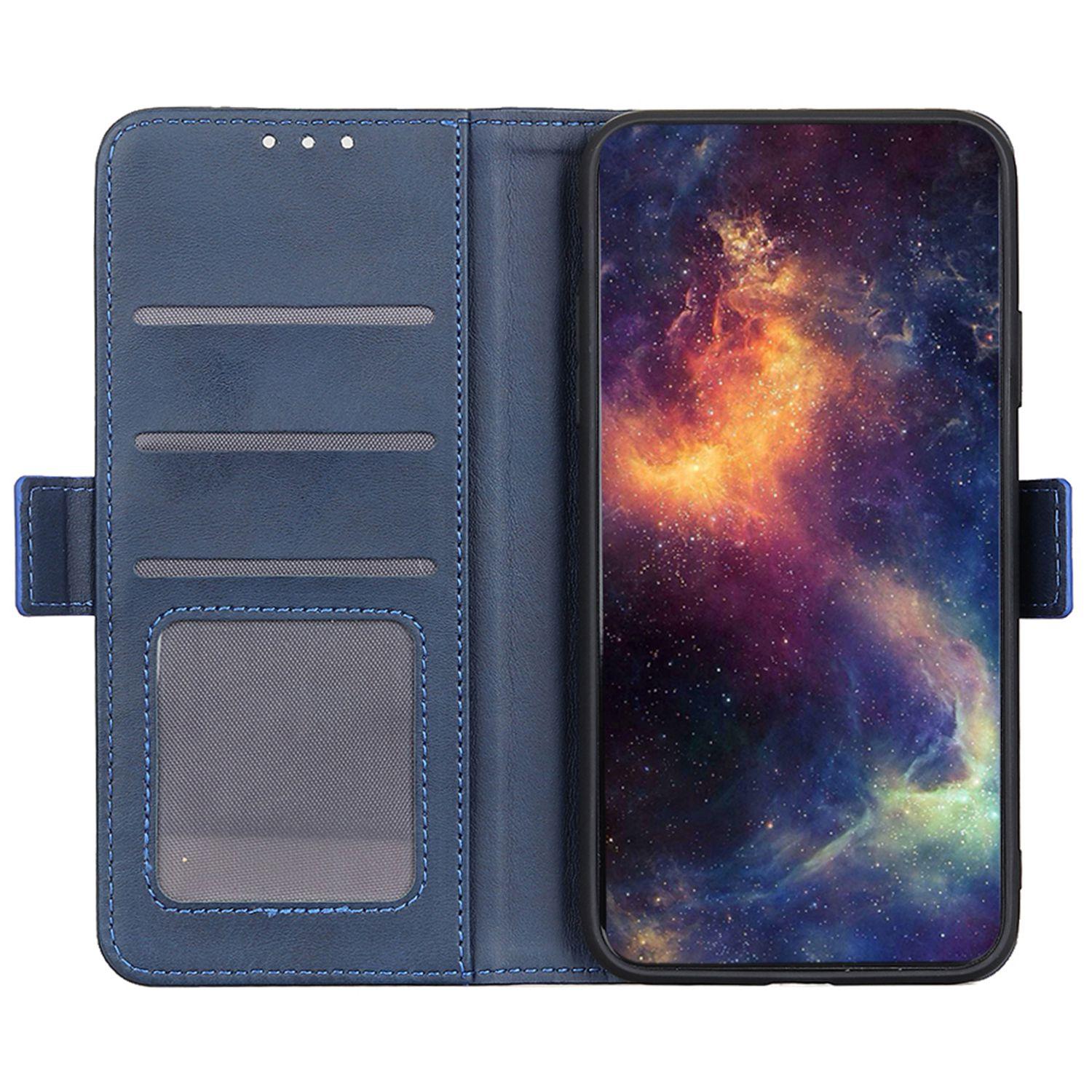 

For iPhone 14 Pro 6.1 inch Textured PU Leather Anti-scratch Phone Case Wallet Stand Function Phone Shell Blue