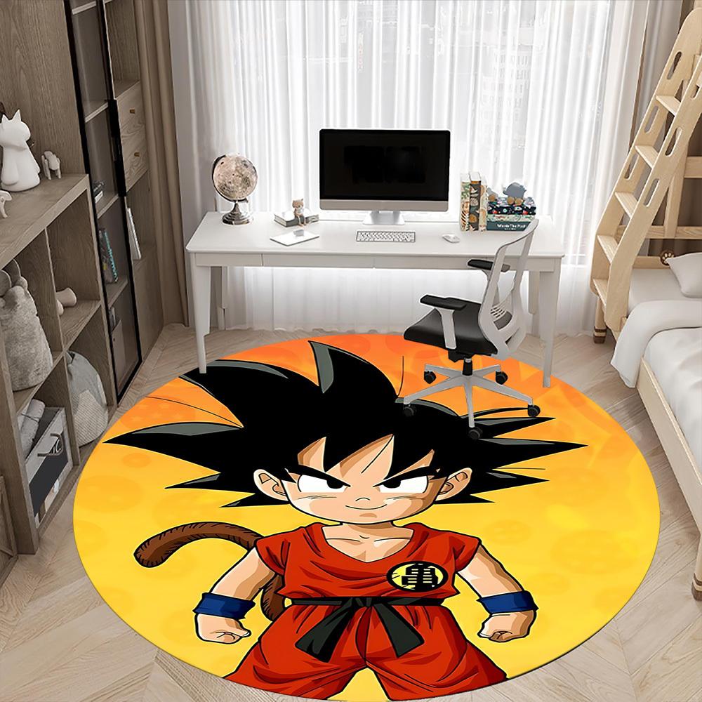 1pc Dragon Ball Goku Saiyan Office Round Area Rug,Bedroom Living Room Home Decor, Room Deco A1016131