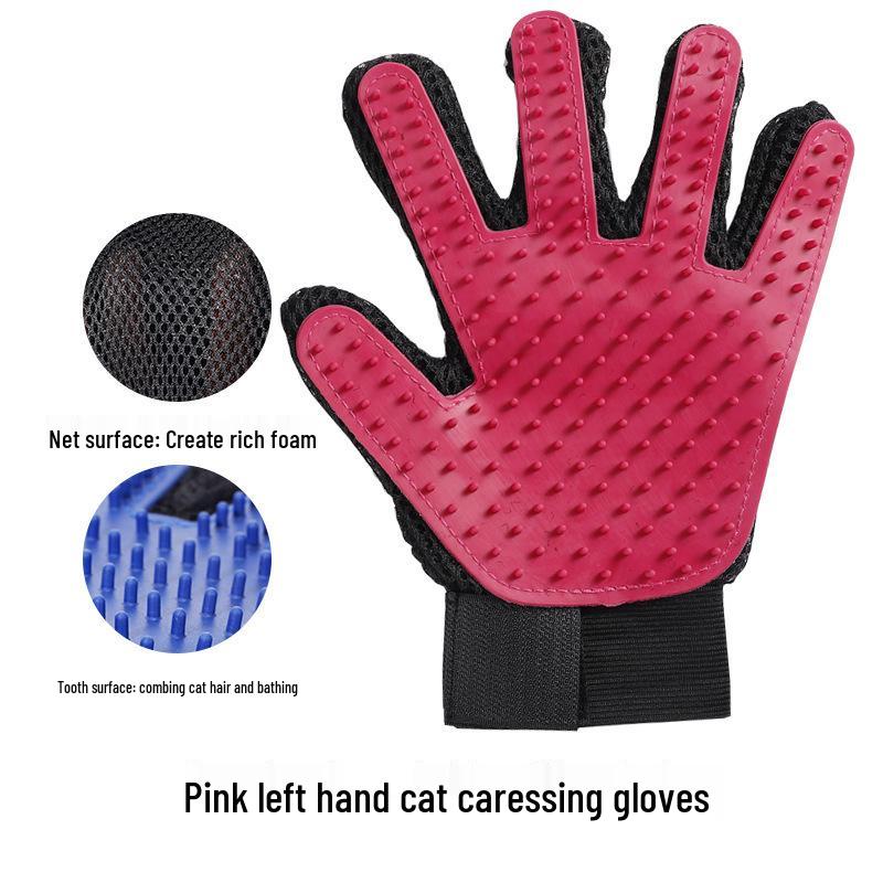 Pet Grooming Gloves & Comb for Cats and Dogs - Shedding & Bath Tool