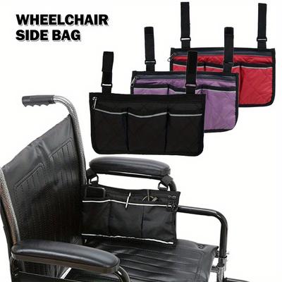 Wheelchair Bag Waterproof Pouch with Secure Reflective Strip Large Capacity Walker Storage Multifunctional