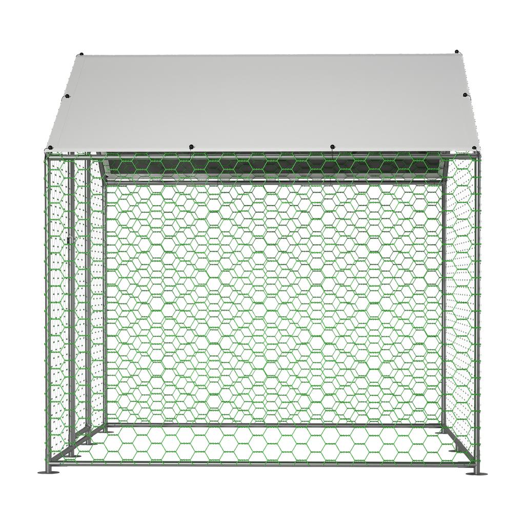 Recinto all'aperto per polli 2x2x2m con chiusura di sicurezza e telo impermeabile in PE, recinto metallico per polli, conigli e altri piccoli animali
