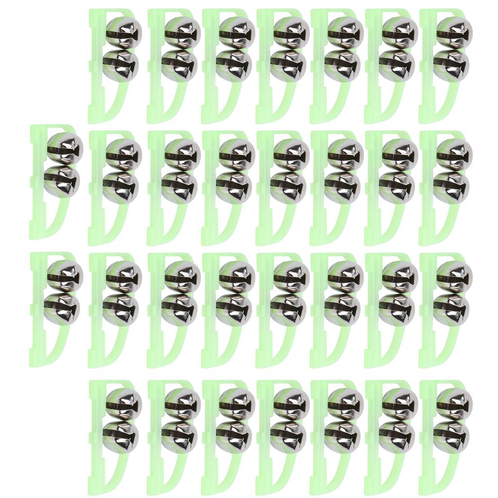 30pcs Night Fishing Rod Bite Alarm Luminous Twin Bells Fish Bait Alert Bow Shape