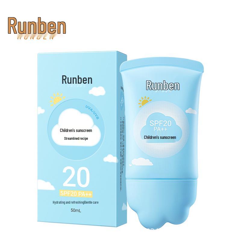 Lotion Solaire Runben pour Enfants: Protection UV pour Peau Sensible, Convient aux Bébés, aux Étudiants et aux Femmes Enceintes.