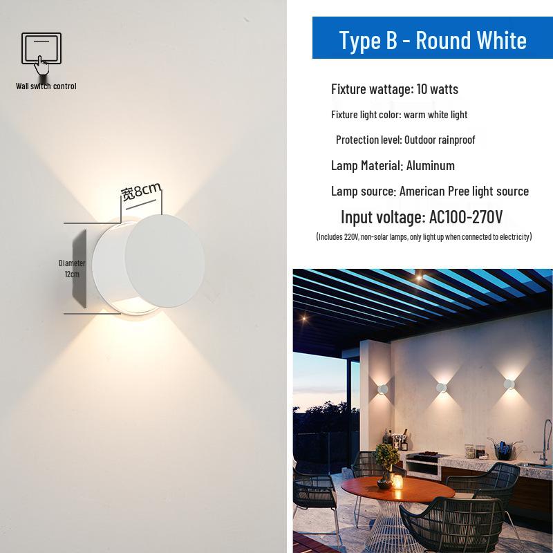 

Водонепроницаемый современный двухсторонний уличный настенный светильник для двора виллы и коридора сада Warm Light