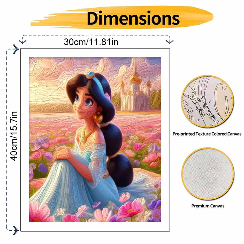 Disney Jasmine oil painting kit home bedroom wall decor creative handmade gift stunning floral palace art masterpiece unique present
